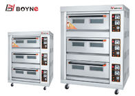 Commercial Durable Stainless Steel Gas Oven Three Deck Six Trays Bread Oven For Cake Shop