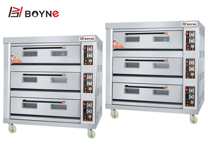 Durable Stainless Steel Three Deck Nine Trays Big Capacity Gas Bakery Oven For Cake Shop